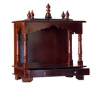 Kamdhenu Art and Craft Wooden Temple/Home Temple/Pooja Mandir/Pooja Mandap/Temple for Home (Brown Jali), 10D x 20W x 24H Centimeters