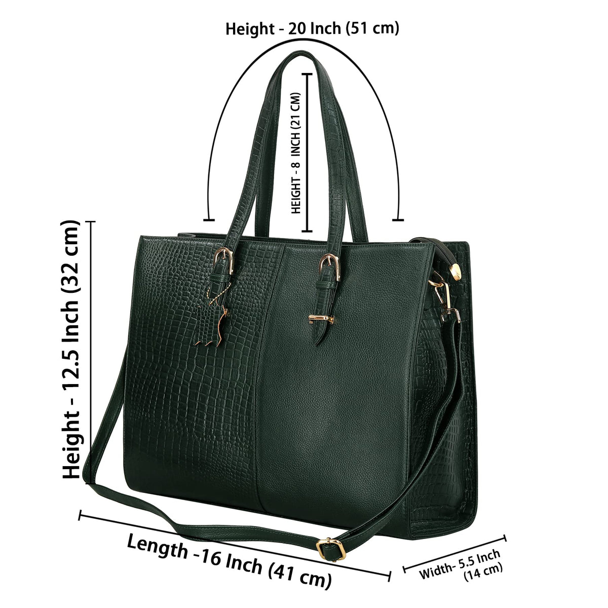 HYATT Leather Accessories Full-Grain Natural Cro Leather Ladies Handbags & Sling Shoulder Tote Bags For Women Laptop Big Size Branded Stylish. Size- L-16 X H-12.5 x W- 4.5 Inches