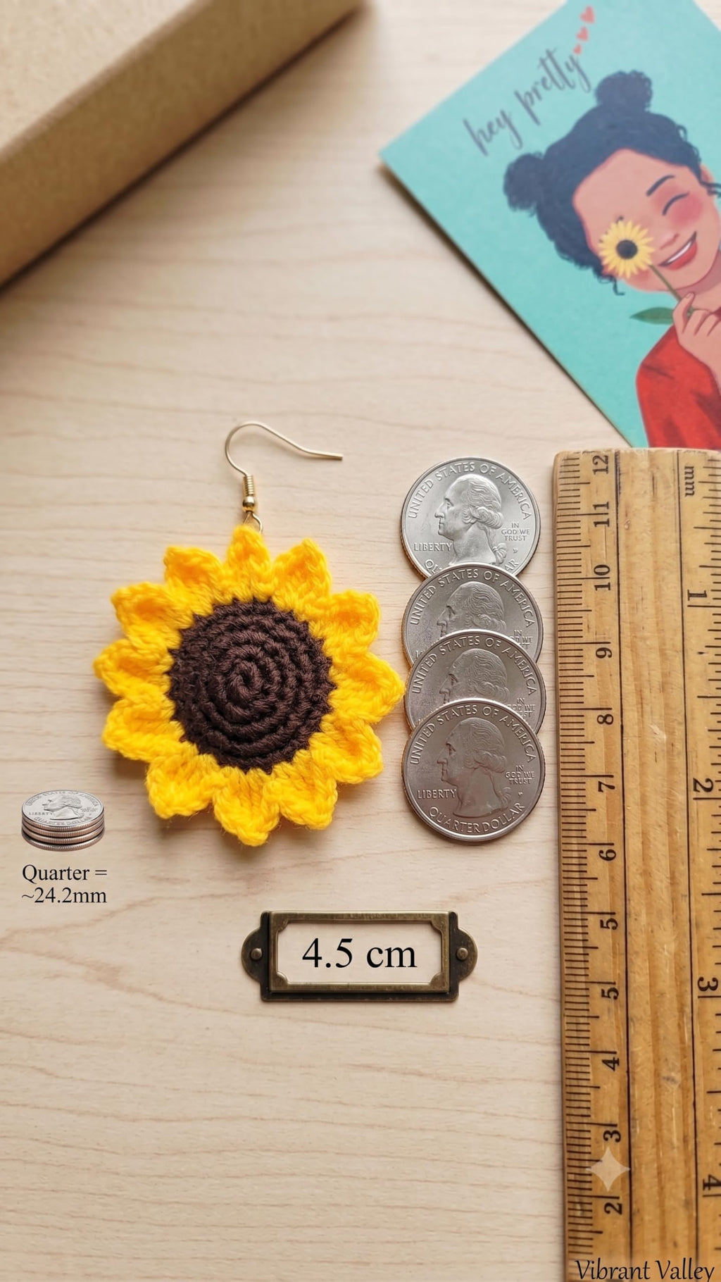 Handmade Crochet Sunflower Earrings for Women and Girls | Lightweight Floral Boho Earrings for Women | Knitted Handmade Jewellery | Gift for Girls & Women