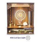 Heartily® PAVITR Beautiful Wooden Pooja Mandir for Home Temple for Home and Office Pooja Stand Modern Puja Mandir for Home Wall with LED Spot Light Size (18, L- 16, W-8.75 Inch)