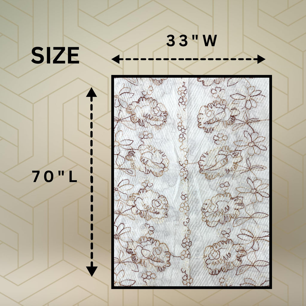FAHABO Scarf Woman Pleated Cotton Scarves with Embroidery and Tassels | Hijab Scarf | Headscarf | Neck Scarf | Stoles | Wraps (Fairy Tale White -1)