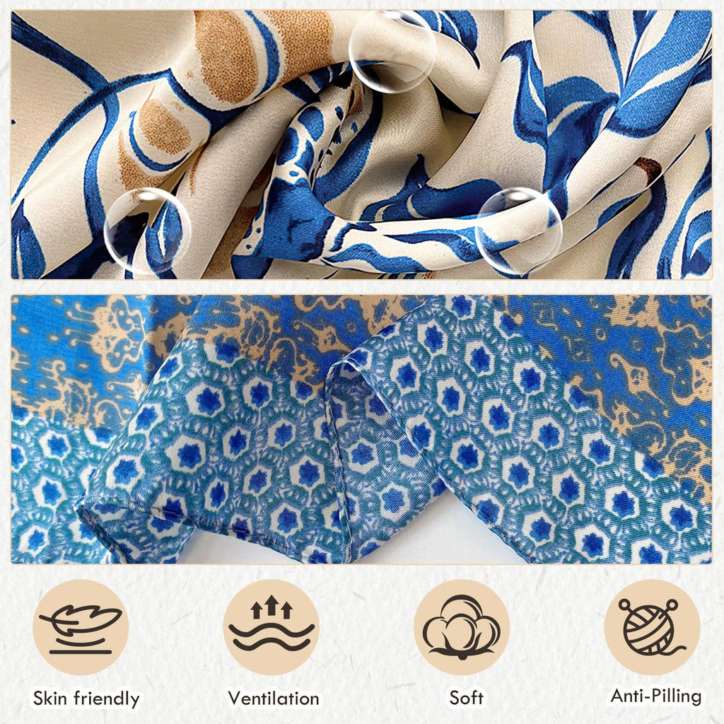 CoolShef Head Scarf for Women Stylish | 27.5 Like Satin Silk Scarf | Printed Square Scarves for Women and Girls | Hair Wrapping, Bandana, Neck & Head Accessories