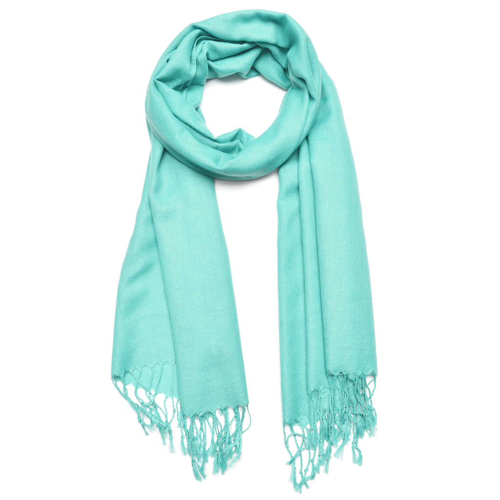 Gelante Plain Soft Pashmina Shawl Wrap Scarf Solid Colors., Aqua Blue, One Size