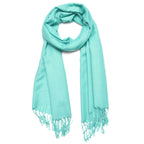 Gelante Plain Soft Pashmina Shawl Wrap Scarf Solid Colors., Aqua Blue, One Size