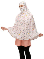 7 season's Cotton Long Scarf Cum Mask Universal Size Usable For Vehicle Driver For Sunlight UV Protection White Printed Design For Girl & Women (Long Flower), Female