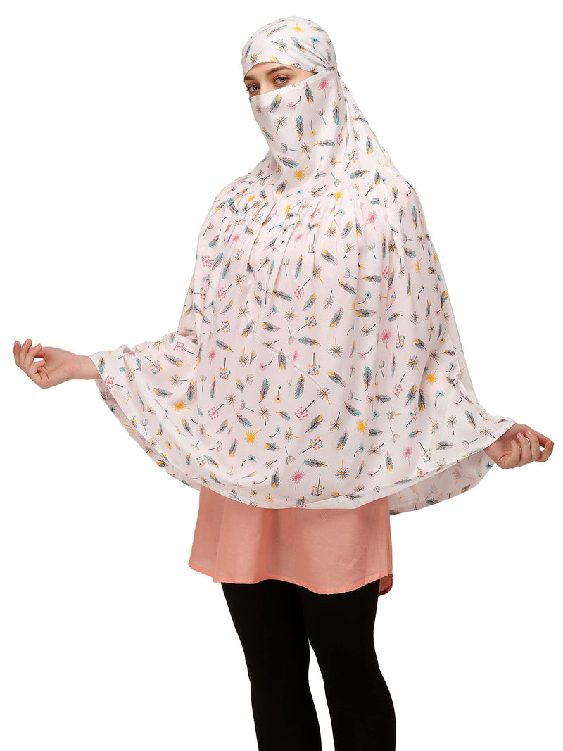 7 season's Cotton Long Scarf Cum Mask Universal Size Usable For Vehicle Driver For Sunlight UV Protection White Printed Design For Girl & Women (Long Flower), Female