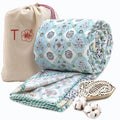 TOAIArt Premium Jaipuri Dohar | AC Blanket Summer Quilt | Hand Block Printed | 3 Layers | Reversible | 150GSM 100% Mulmul Cotton | 100% Cotton Flannel Filling | Queen 90 X 108 |Small Blue Jaal Kafalo