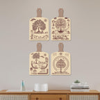 Artvibes Traditional Indian Village Scene Tribal Warli Art Decorative Wall Art MDF Wooden Wall Hanger for Home | Printed Wall Decoration | Wall Poster | Graphic Art | Unique Gift (WH_5627N), Set of 4