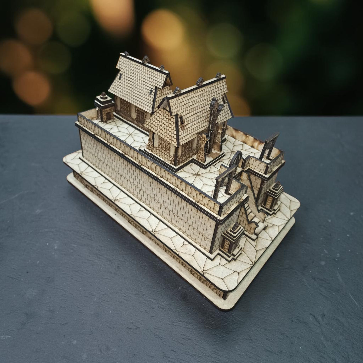QUEENS CANVAS Wooden Shri Sabarimala Ayyappan Temple 3D Model, 16.5x25x18 cm