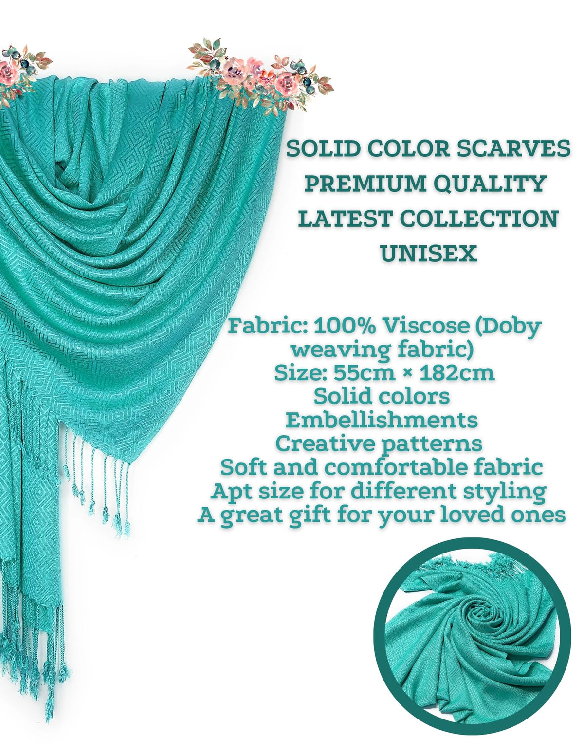 Chandwasia Viscose Doby Weaving Fabric Scarf Stole and Shawl for Men and Women | Lightweight Soft Breathable Wrap for Summer and Winter