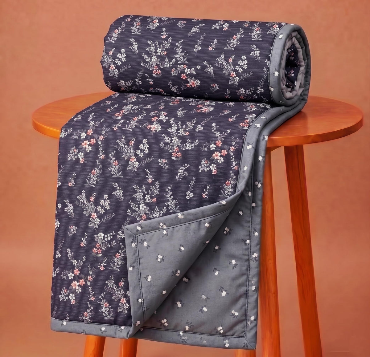 SANMARINO Cotton Dohar for Double Bed, Lightweight AC Dohar Blanket, Soft Breathable Fabric, All-Season Comfort, Easy Care – | 88 x 85 Inches / 224 x 216 cm | (Charcoal Grey) Kafalo