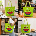 cantainoo Tote Bags | 300 GSM Canvas Tote Bag for Women | Tote Bags for Women | College, Shopping, Office & Everyday Carry Bag (Sweet Summer-Green, Medium Pack of 1)