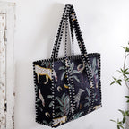 Ravaiyaa - Attitude is everything Women & Man Beautiful Printed Cotton Grocery Shopping Bag | Shoulder Bag | Cotton Tote Bag | Travel Tote Bags 18x5.5x16 Inch (Black Forest)