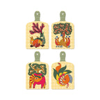 Artvibes Tree, Bird & Animal Theme Madhubani Art Wooden Wall Hanger for Home Decor | Garden Balcony| Stylish Modern Decor Item | Trendy Decor | Wall Illustrations | Gift Items (WH_5663N), Set of 4