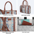 THE CLOWNFISH Lorna Printed Handicraft Fabric Handbag for Women Office Bag Ladies Shoulder Bag Tote for Women College Girls (Pearl with Patola Design)