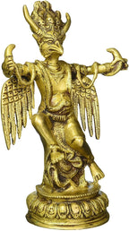 ARTVARKO Brass Lord Vishnu Vehicle Garuda Holding Snakes Statue for Blessing Health Happiness and Stability at Home & Office | Height 8