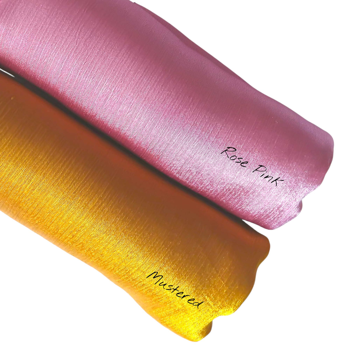 ABZURA Premium Muna Satin Scarf | Soft, Shiny & Stylish | Pack of 2 | 200 cm x 70 cm (Mustard & Rose Pink)