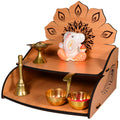 11 Strokes Vidyut Wooden Pooja Mandir for Home Small Size - Wall Hanging Mini Devghar - Modern Singhasan for God, Small Wooden Temple & Office Puja Stand