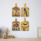Artvibes Elephant Parrot Sparrow & Tree Ethnic Indian Modern Art Decorative MDF Wooden Wall Art for Home | Home Decor | Wall Accent | Artwork | Wall Art Print | Unique Gift Items (WH_5642N), Set of 4
