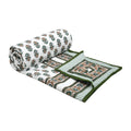 BLOCKS OF INDIA Hand Block Printed Cotton Single Size Reversible Malmal Dohar for Summer (Green Yellow Tree) Kafalo