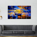 VIBECRAFTS Sunset At Beach 5 Pieces Canvas Wall Painting For Home | Office | Living Room | Gift (PTVC5Pcs4_8518)