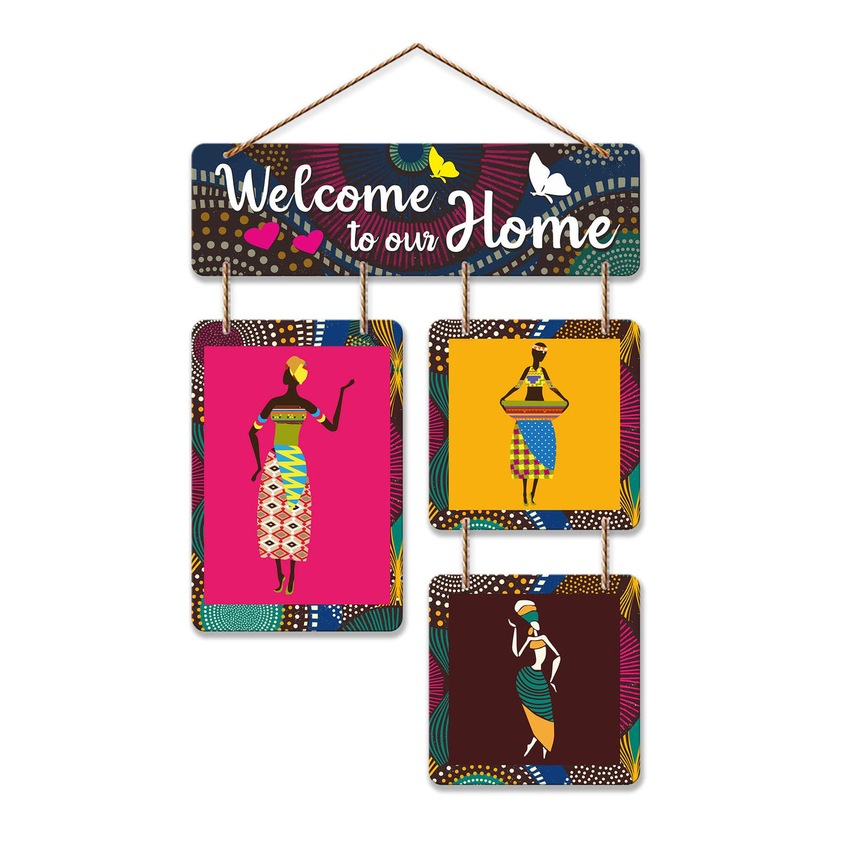 Artvibes Welcome To Our Home Wooden Wall Hanger for Gateway | Quotes Decor Item | Door Quotes Hanging | Wall Poster | Wall Art Print | Gift Items for Home Decor | Wall Accent | Modern Decor (WH_6505N)