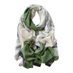 CrossKulture Offwhite & Green Viscose Scarf | Lightweight & Long Stole - Stylish Design | Neck & Head Scarf for Women & Girls | All Season Accessory