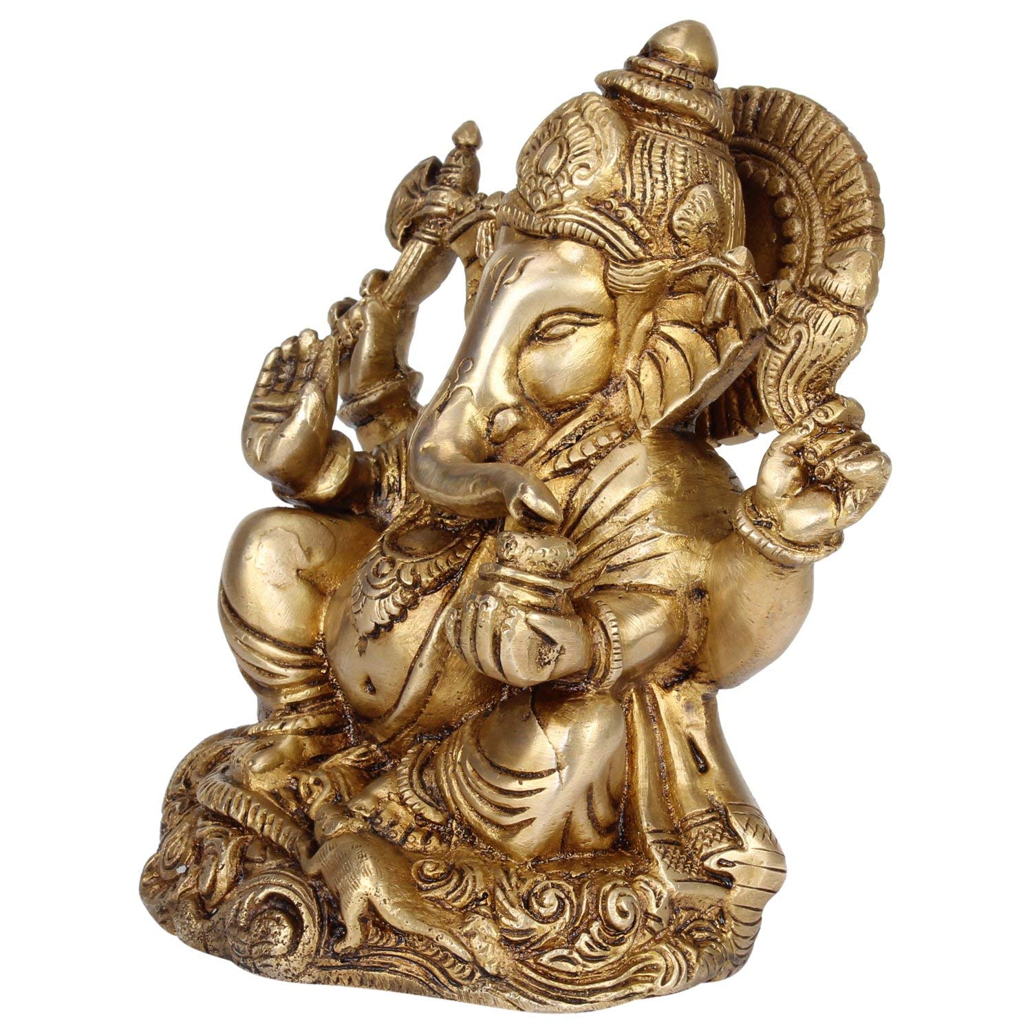 SVARUP Brass Ganesh Bhagwan Idol Ganesha Statue Ganpati Murti for Home Entrance Decor Diwali Puja Gift Height 6 Inch.