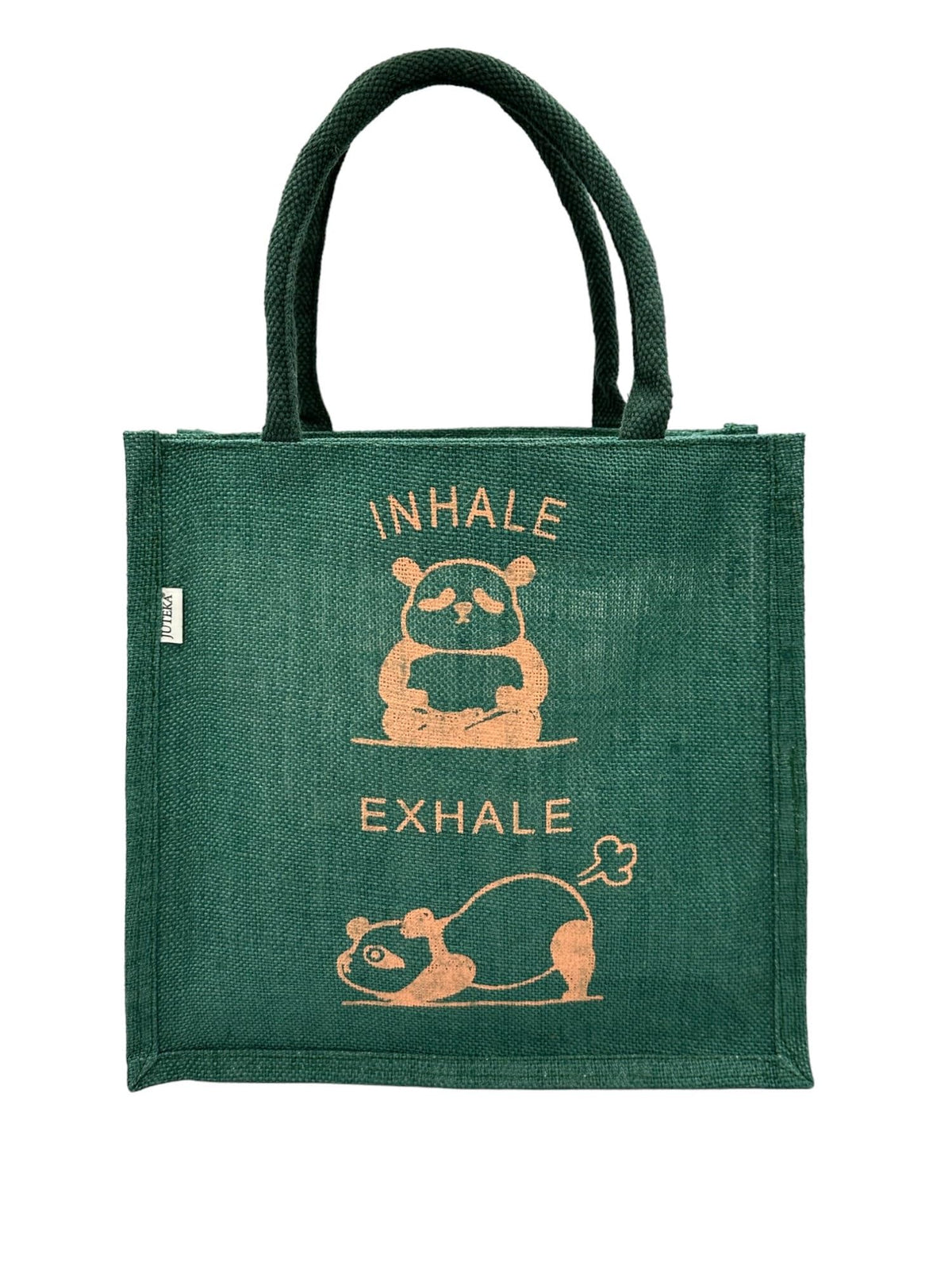 JUTEKA Printed Eco Friendly Jute Bag with Zipper Closure and Premium Cotton Handles for Lunch, Grocery, Tiffin, Office, Shopping