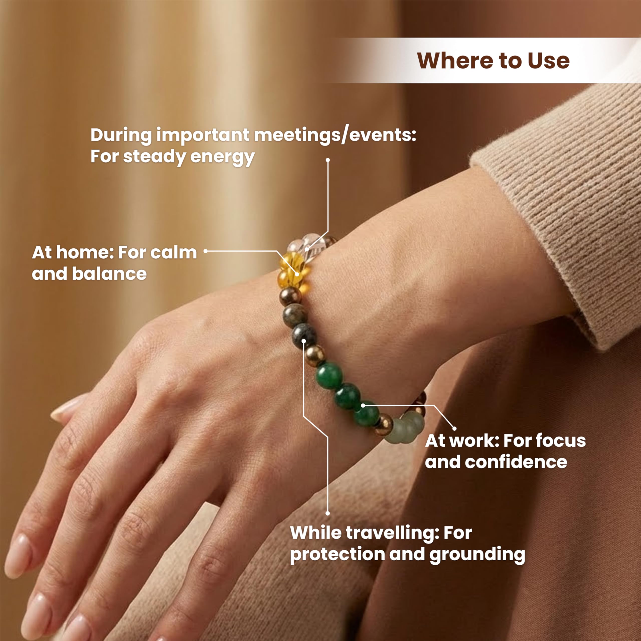 LIFE CHANGING ASTRO Dhan Yog Bracelet for Wealth & Success | Pyrite Citrine Tiger Eye Green Aventurine Hematite | Money Attraction, Confidence & Abundance Bracelet | by Acharya Lavbhushan Ji