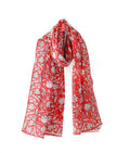 Ravaiyaa - Attitude is everything Hand Block Printed Cotton Long Stole Scarves Hijab Neck Wrap Scarf 71 X 21 Inch (Red White Floral)