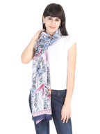 FabSeasons Women's Premium Printed Cotton Long Scarf for Summer and Winter (Size 95 x 190 cm, Navy Blue)