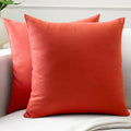 Encasa XO Cotton Throw Pillow Covers 84 TC Set Of 2 I 16X16 In (40X40 Cm) - Brick I No Insert I Plain Square Pillowcases I Machine Washable | Indoor Use Only