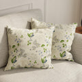 HUESLAND Premium Cotton Cushion Cover 16 inch x 16 inch | Decorative Square Throw Pillow Covers Set for Sofa, Living Room & Bedroom | Set of 2 | Green Leaf Floral