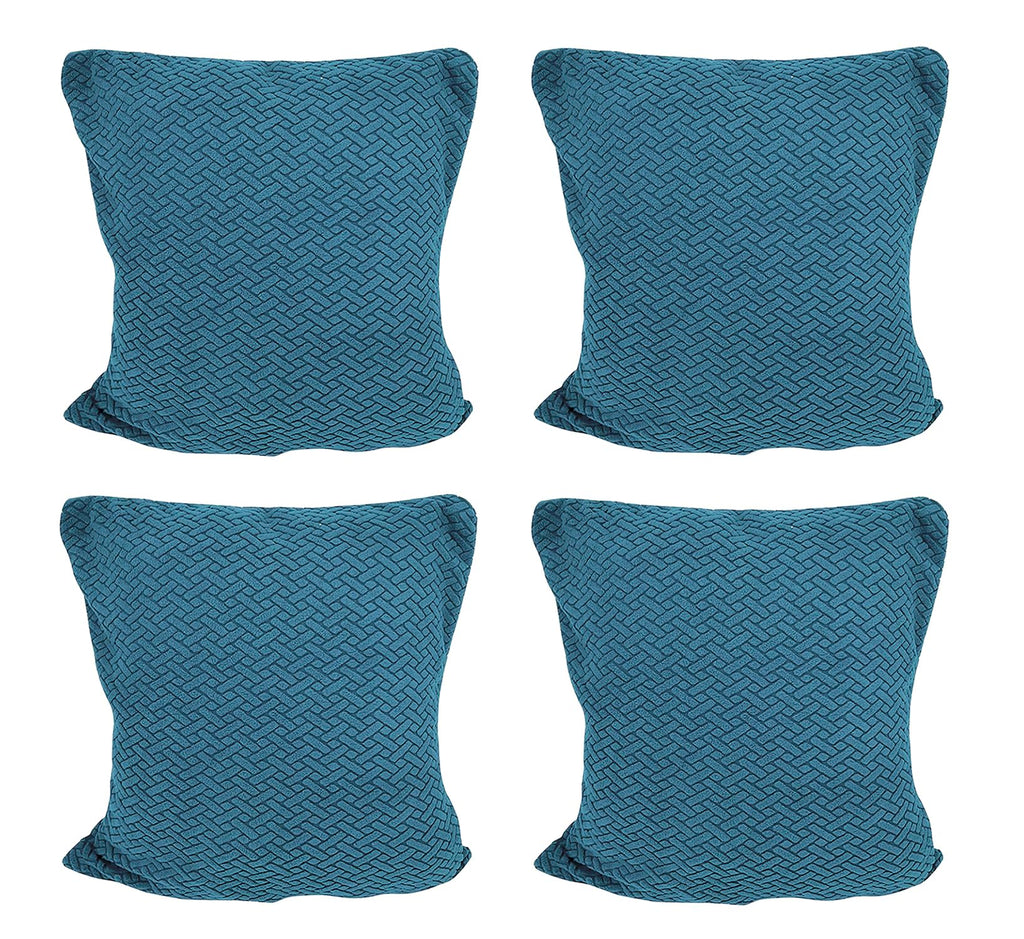 House of Quirk Polar Fleece Fabric Cushion Cover with Zipper Pack of 4 (Teal, 45 x 45 cm)