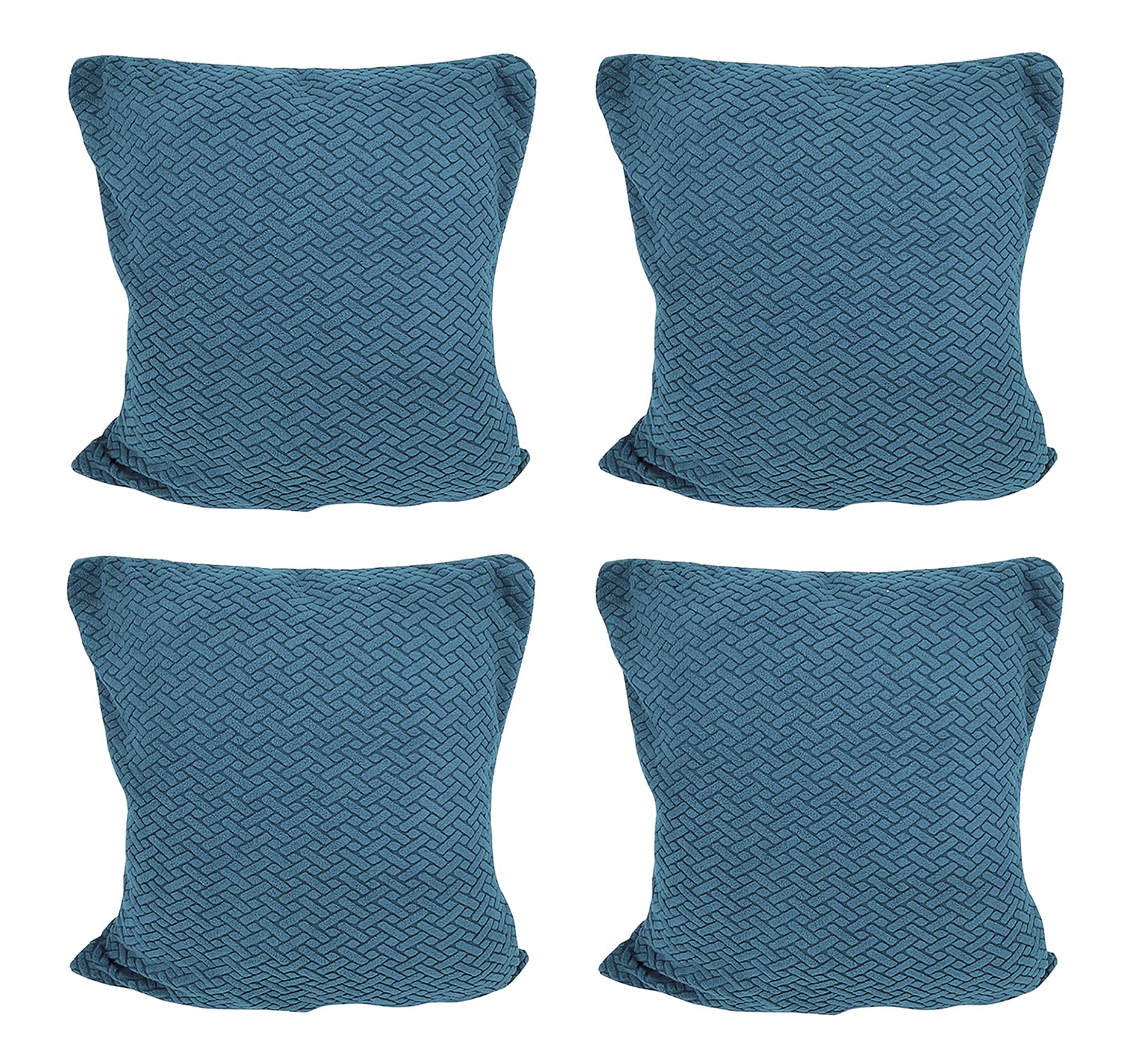 House of Quirk Polar Fleece Fabric Cushion Cover with Zipper Pack of 4 (Teal, 45 x 45 cm)