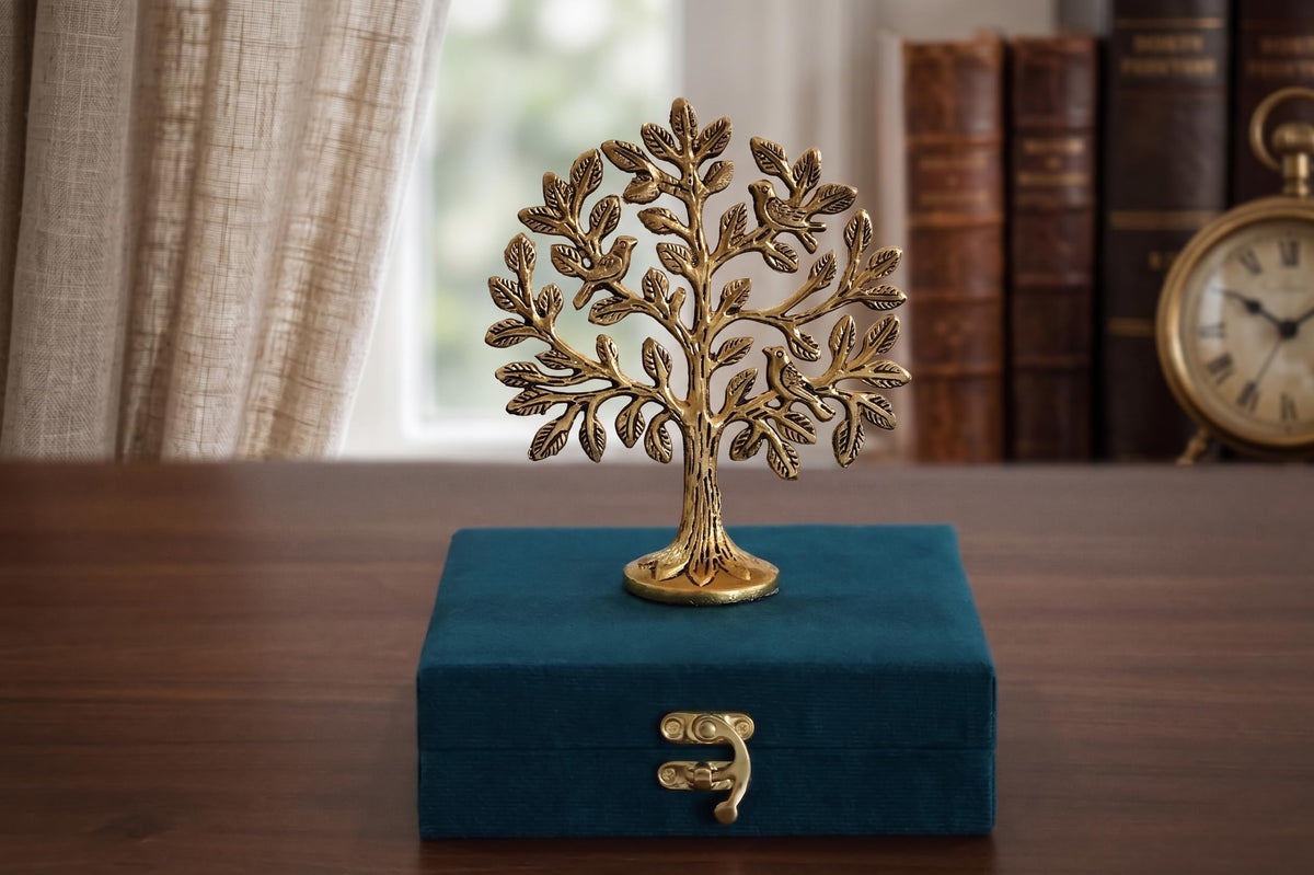 KridayKraft Metal Kalpavriksha Tree of Life Showpiece – Gold Wish Fulfilling Tree for Vastu & Feng Shui | Good Luck Gift for Home, Temple, Office & Housewarming