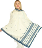 Exotic India Women's Shawl (SHY72-winter-white_Winter White_FS)