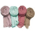 ICW Female's Premium Wrinkle Ironless Crinkled Cotton Hemp Summer Scarf Stoles Shawl Head Scarves For Girls (Pack Of 4 A),Multicolor