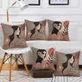 STITCHNEST Satin Cushion Covers Abstract Woman Art Print, 16x16 Inch, Modern Aesthetic Cushion Cover for Living Room (Pack of 5)