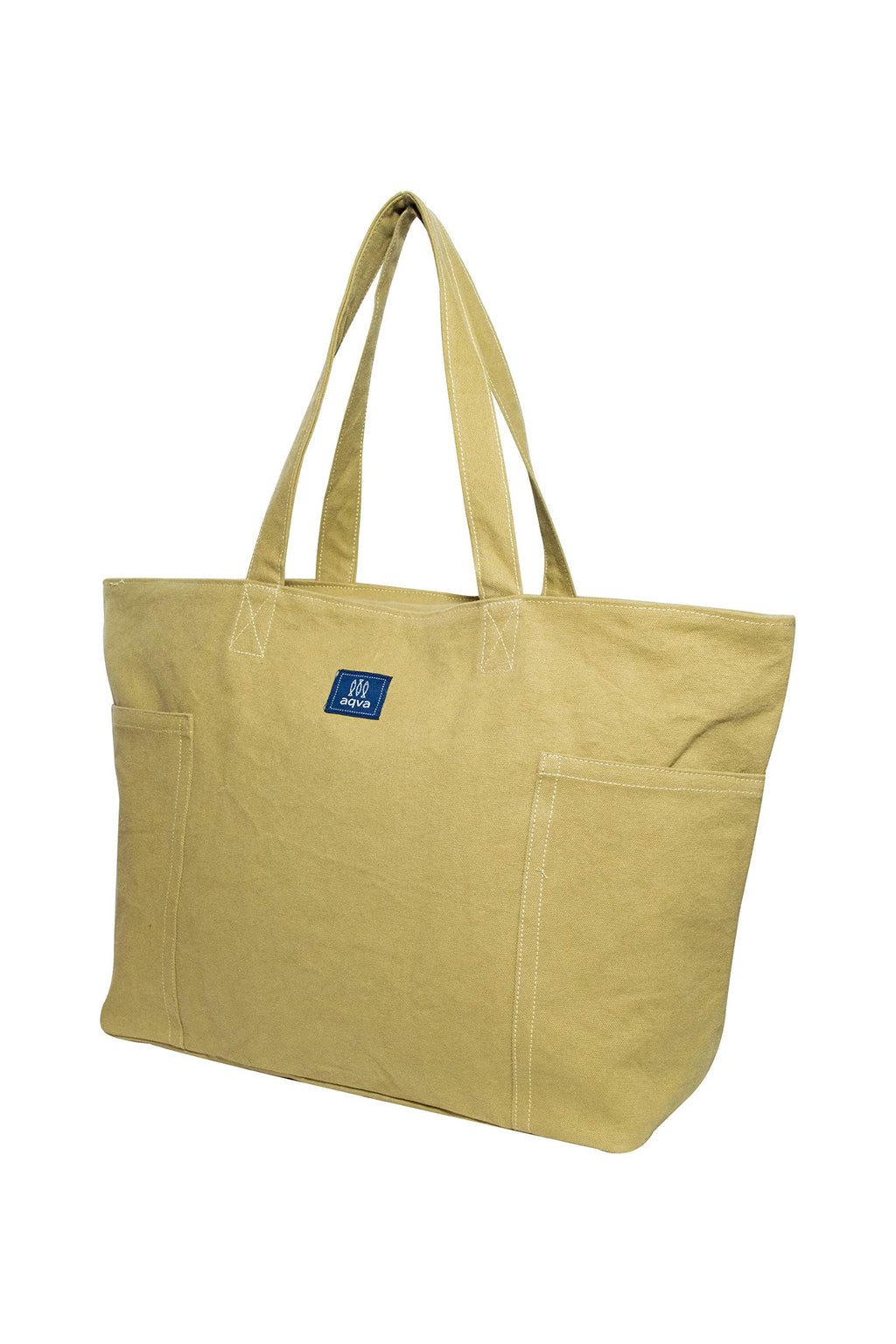 AQVA Cotton Canvas Tote Bag For Women With Side Pockets(22X13X6)|Trendy Stylish Multipurpose Handbag With Inside Pockets And Zipper|Shoulder Bag For Shopping,Beach,Travel & Work|Terracotta,Brown