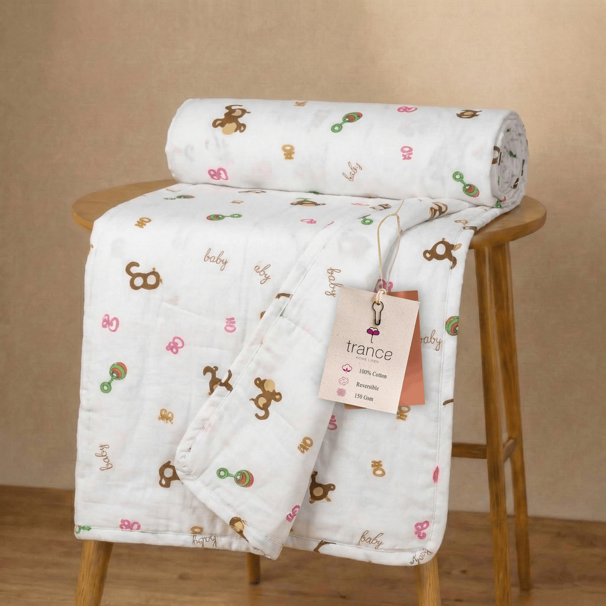 Trance Home Linen 100% Cotton | Kids Dohar | Single Bed | 150 GSM | Reversible Ac Comforter | Light Weight All Season Soft Blanket (58x90 Inches | Toys) Kafalo