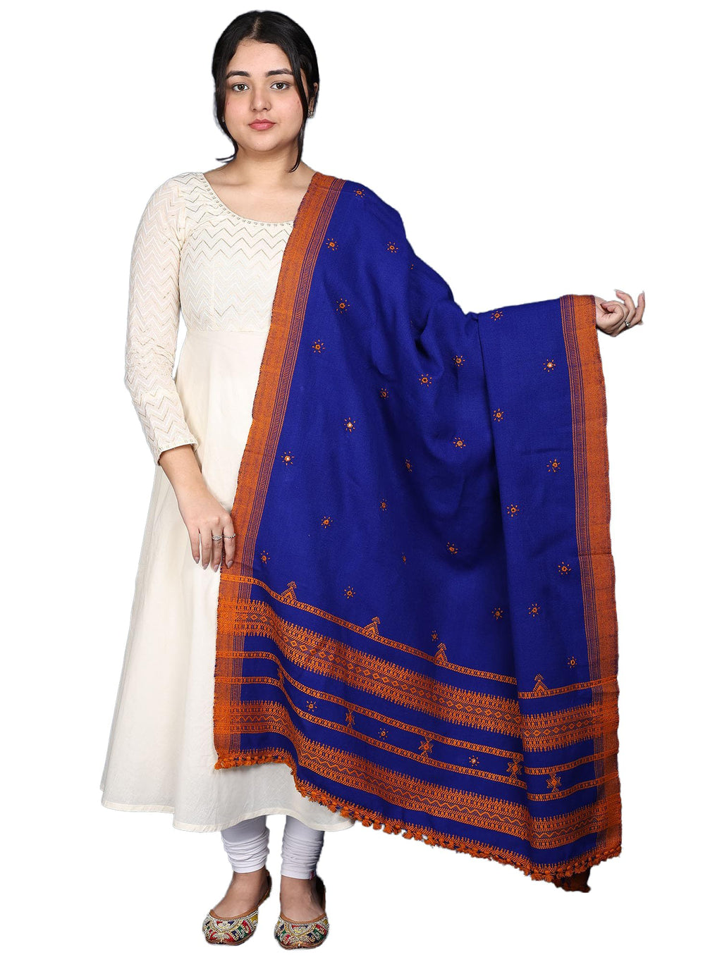 Exotic India Women's Shawl (SHY72-mazarine-blue_Mazarine Blue_FS)
