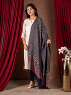 Naureen Women Pashmina Blend Kani Shawl with Paisley and Floral Border, Warm and Soft, 40x80 inch