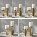 Behoma Handcrafted Hammered Gold Metal Pillar Candle Holders Pack of 5 Sets