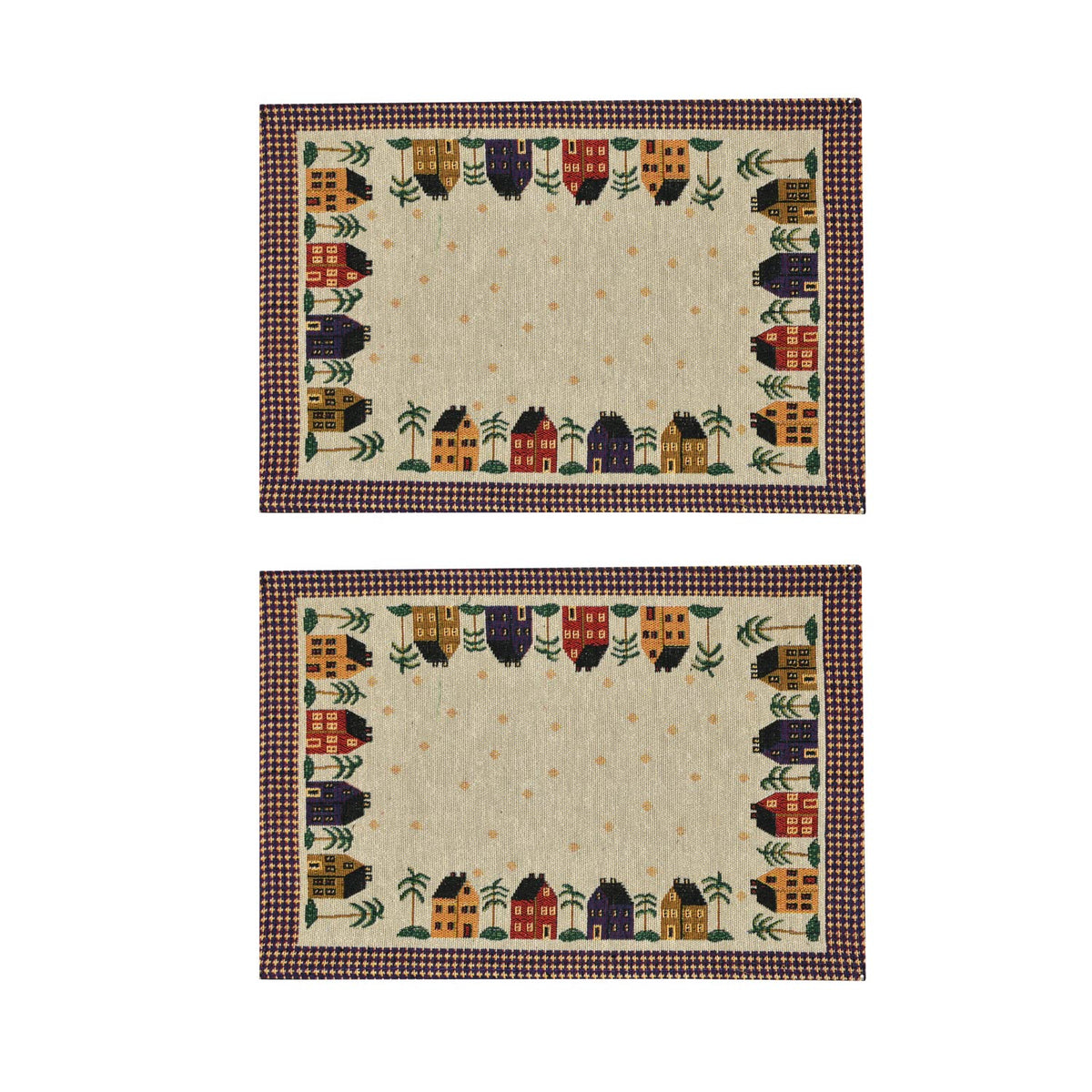 Galaxy Home Decor Dining Table 2 Table Mats ( Mat 13x18 inches ) Washable Cotton Linen Mat Jacquard Fabric, Multicolor (Hut Design, 2 Mats) Kafalo