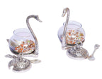 KridayKraft Metal Kissing Swan (Duck) Glass Bowl with Spoon for Saunf Supari Tray, Dry Fruit and Candy,Mukhwas Traditional Serving Bowl Set,Pack of 2 Pieces,Animal Showpiece Figurine & Gifting idol...