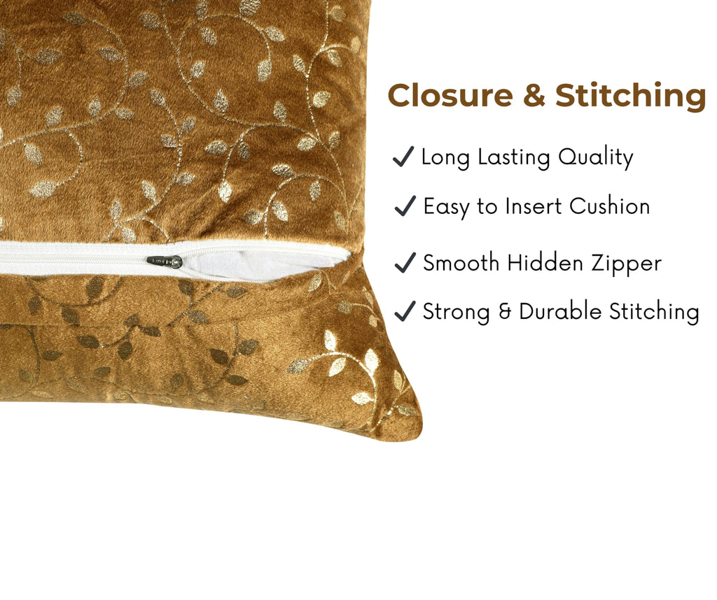 RD TREND® Premium Velvet Cushion Covers Set of 2 | Soft Decorative Throw Pillowcases for Sofa, Bed & Living Room | Cushion Cover 24 inch x 24 inch (60x60 cm) Golden Brown