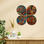 Artvibes Nature & Wildlife Wooden Art Decoration Item for Home | Living Room | Office | Cafe | Painting Wall Decor | Aesthetic Wooden Decor | Handcrafted Art | Ideal Gifts (WH_8452N), Set of 4