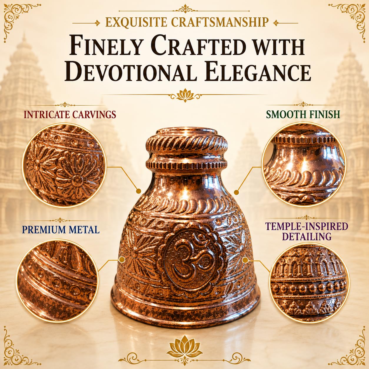 Pooja Ghar Copper Shatagopuram 6 Inch (Pack of 1)
